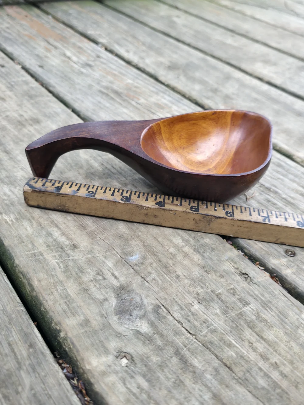 Source Unknown Two-Tone Wooden Serving Spoon in Rich Brown and Amber